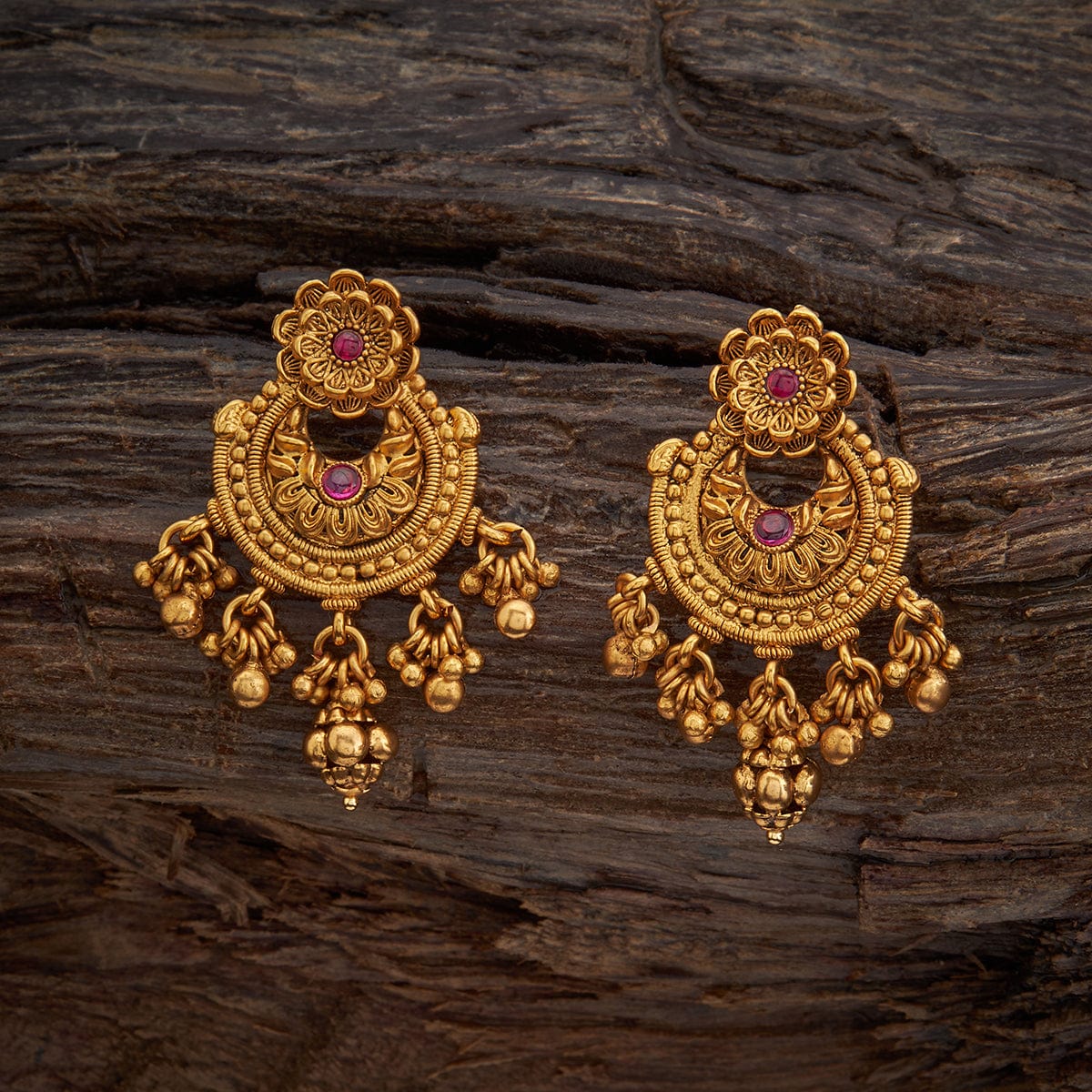 Anjali Chandbali Earrings in Antique Gold